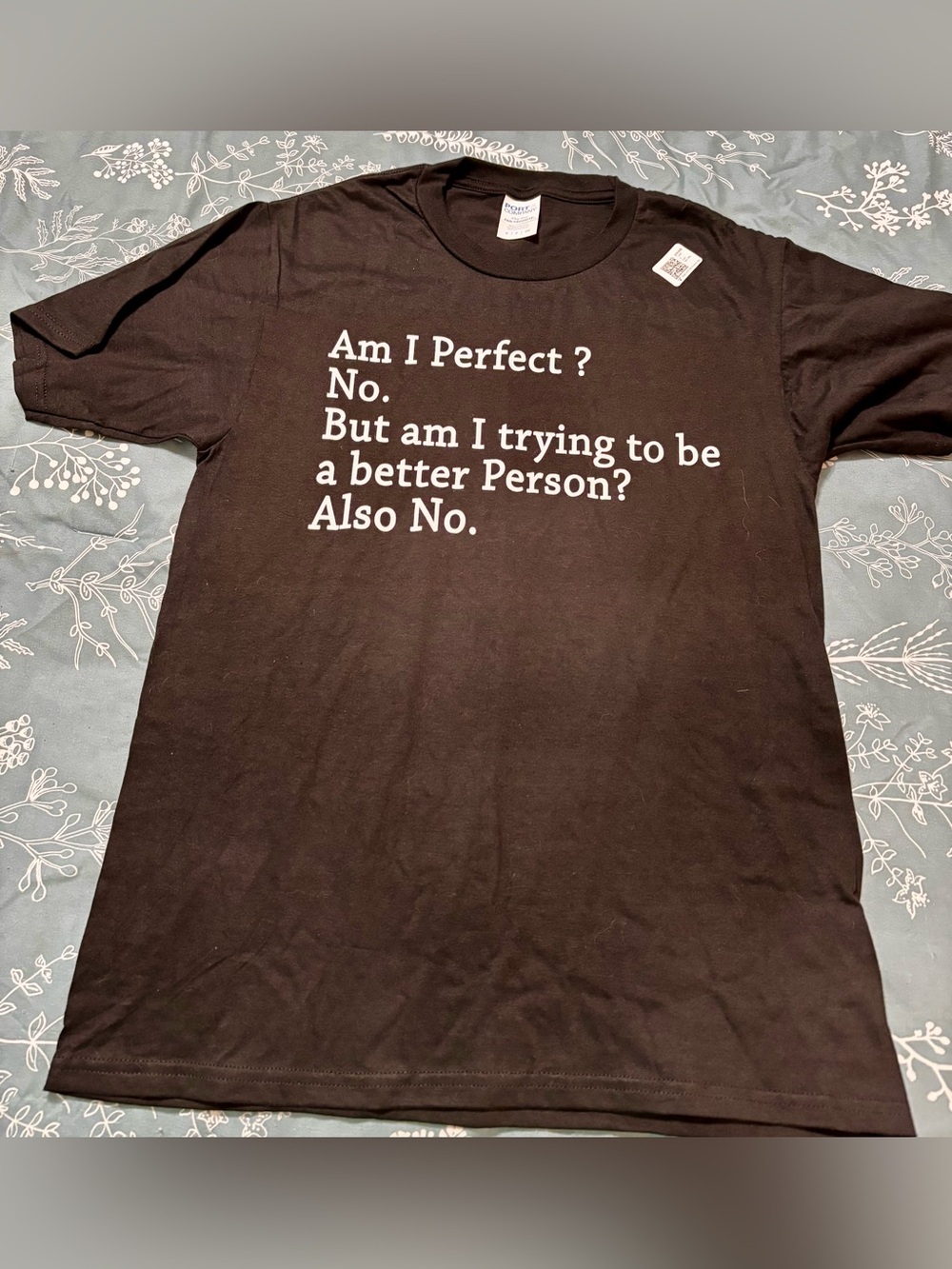 Graphic Tee with White Text - Black Shirt